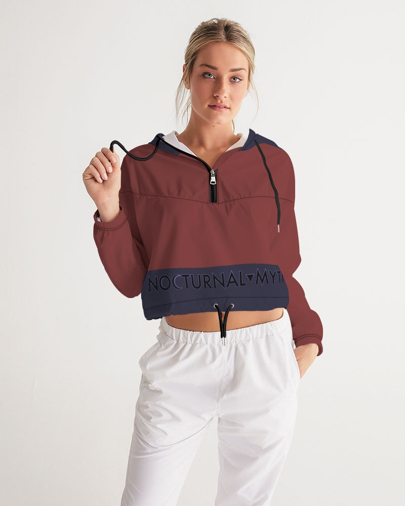 Nocturnal Myth Blood Orange Women's All-Over Print Cropped Windbreaker