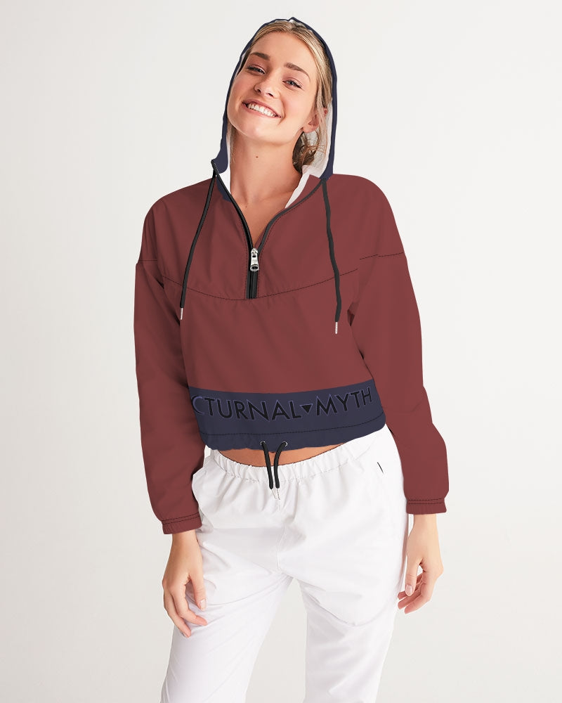 Nocturnal Myth Blood Orange Women's All-Over Print Cropped Windbreaker