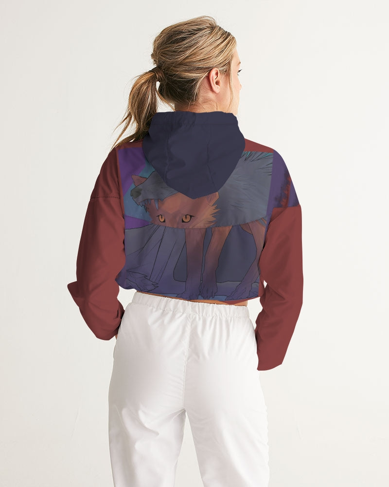 Nocturnal Myth Blood Orange Women's All-Over Print Cropped Windbreaker