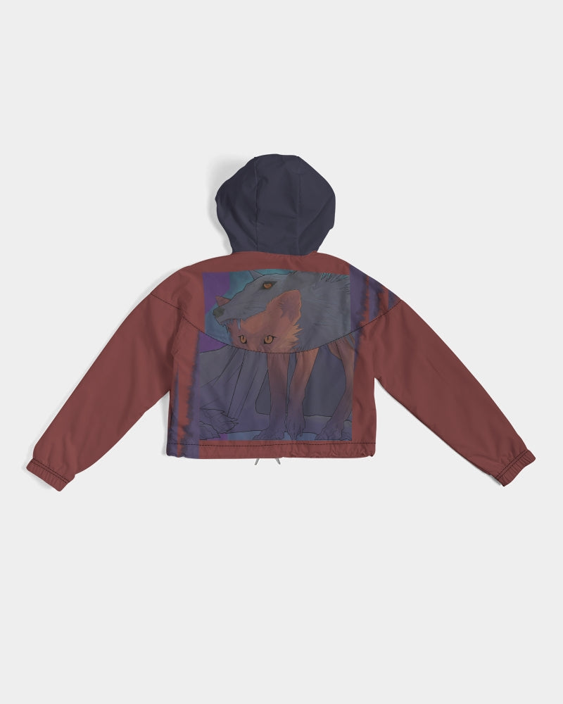 Nocturnal Myth Blood Orange Women's All-Over Print Cropped Windbreaker