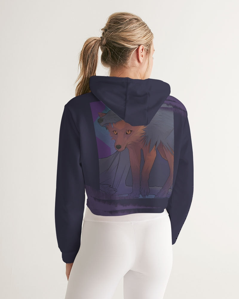 PRESTIGE Women's Dark Purple Cropped Hoodie