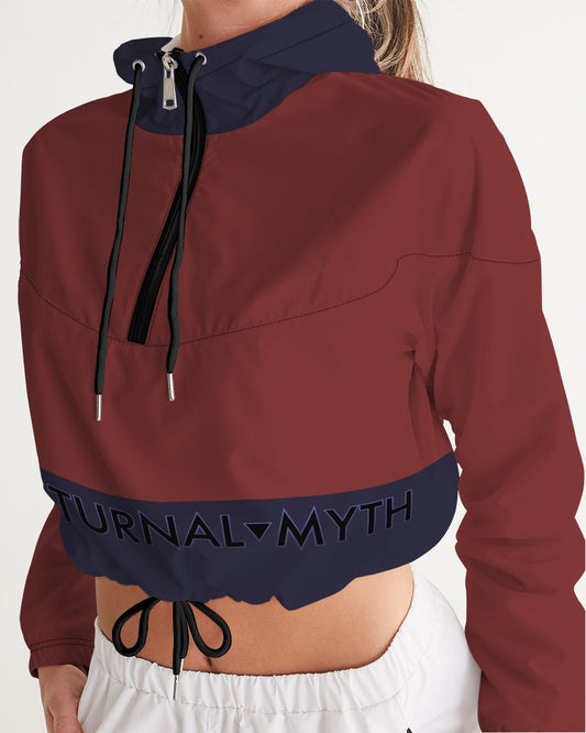 Nocturnal Myth Blood Orange Women's All-Over Print Cropped Windbreaker