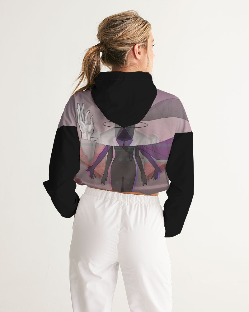 Solar Ash Women's All-Over Print Cropped Windbreaker